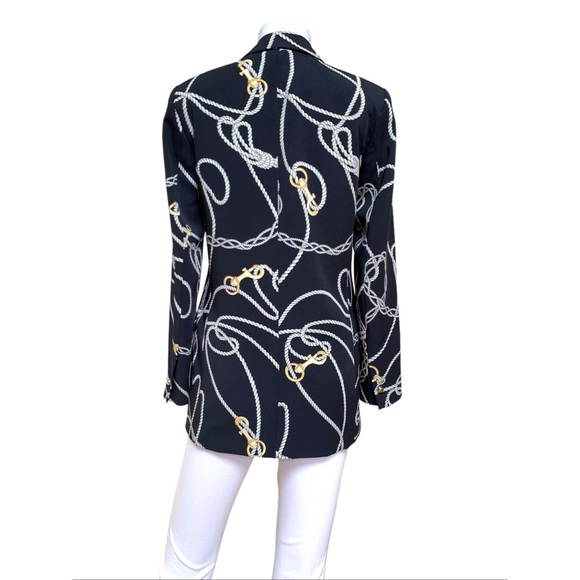 Zara navy chain print blazer, NWOT, XS - Picture 9 of 13